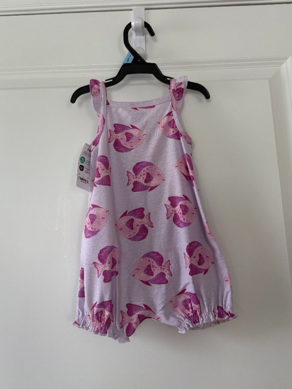 Carter's Child of Mine Baby Girl Purple Fish Romper Size 3-6 Months
